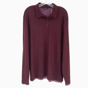 Vince Shirt Men‎ XL Burgundy Pima Cotton Lined Polo Long Sleeve NEW